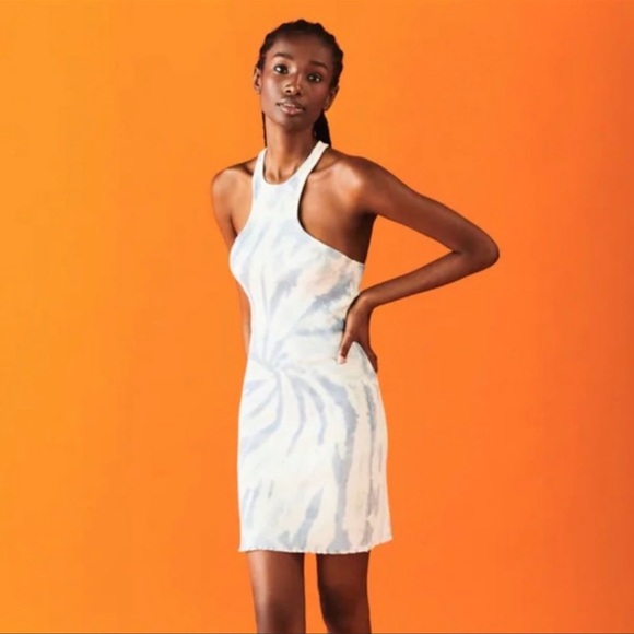 Zara Blue and White Tye Dye Dress - Picture 1 of 8